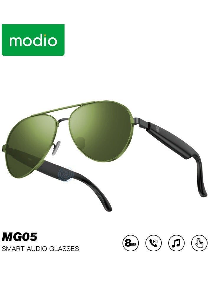 Modio MG05 Smart Audio Glasses with UVB Protection, Open-Ear Bluetooth Sound, Multi-Function Touch Control, Hands-Free Calling, Lightweight Stylish Frame and Long-Lasting Battery – Gold - Image 1